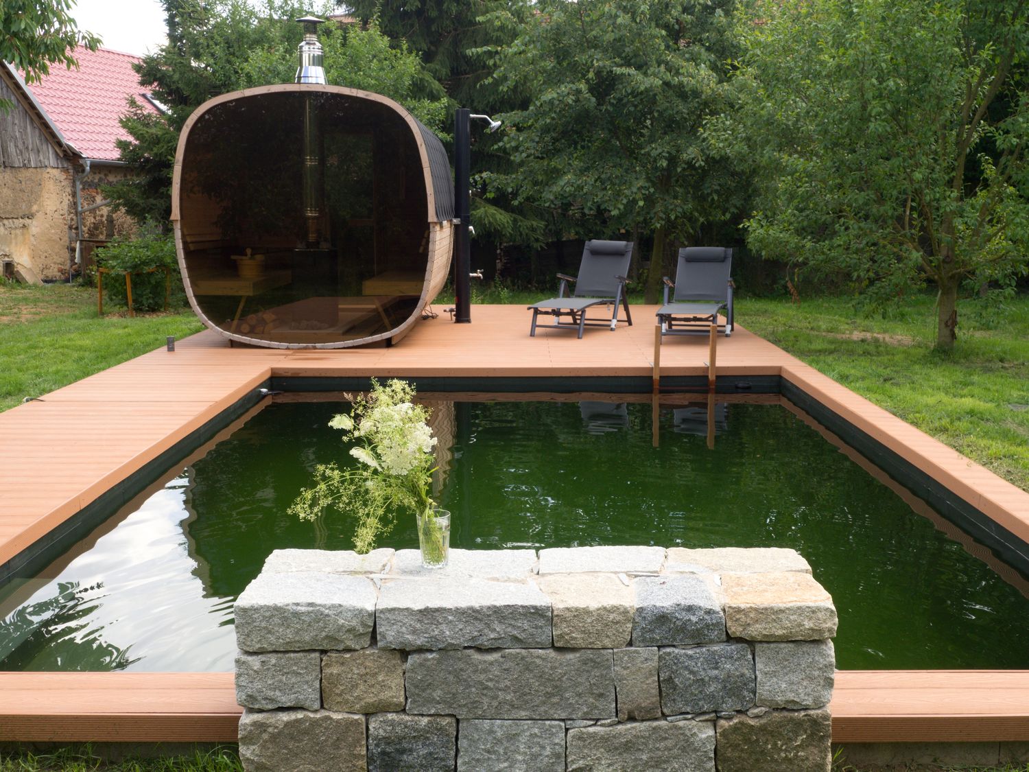 Glamping Tři oříšky sauna s jezírkem