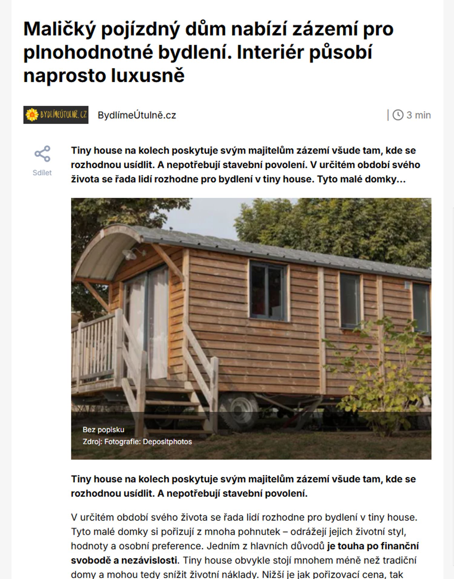 Pojízdný Tiny house