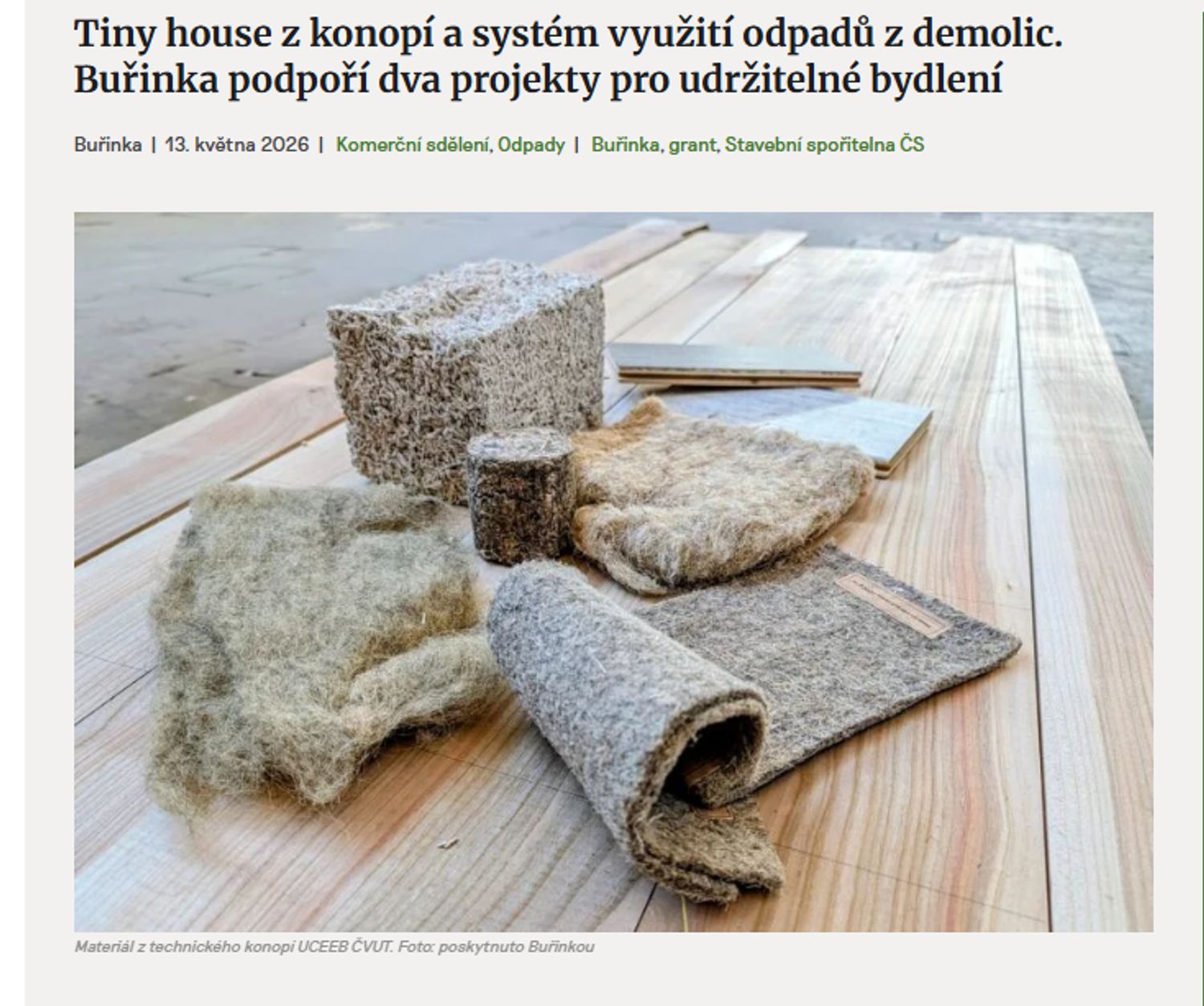 Technické konopí jako stavební materiál